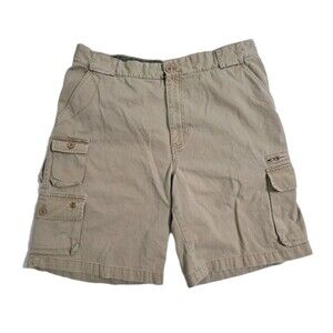Izod 9 Pocket Cargo Shorts Mens 38 Khaki Safari Utility Pockets Outdoor Work